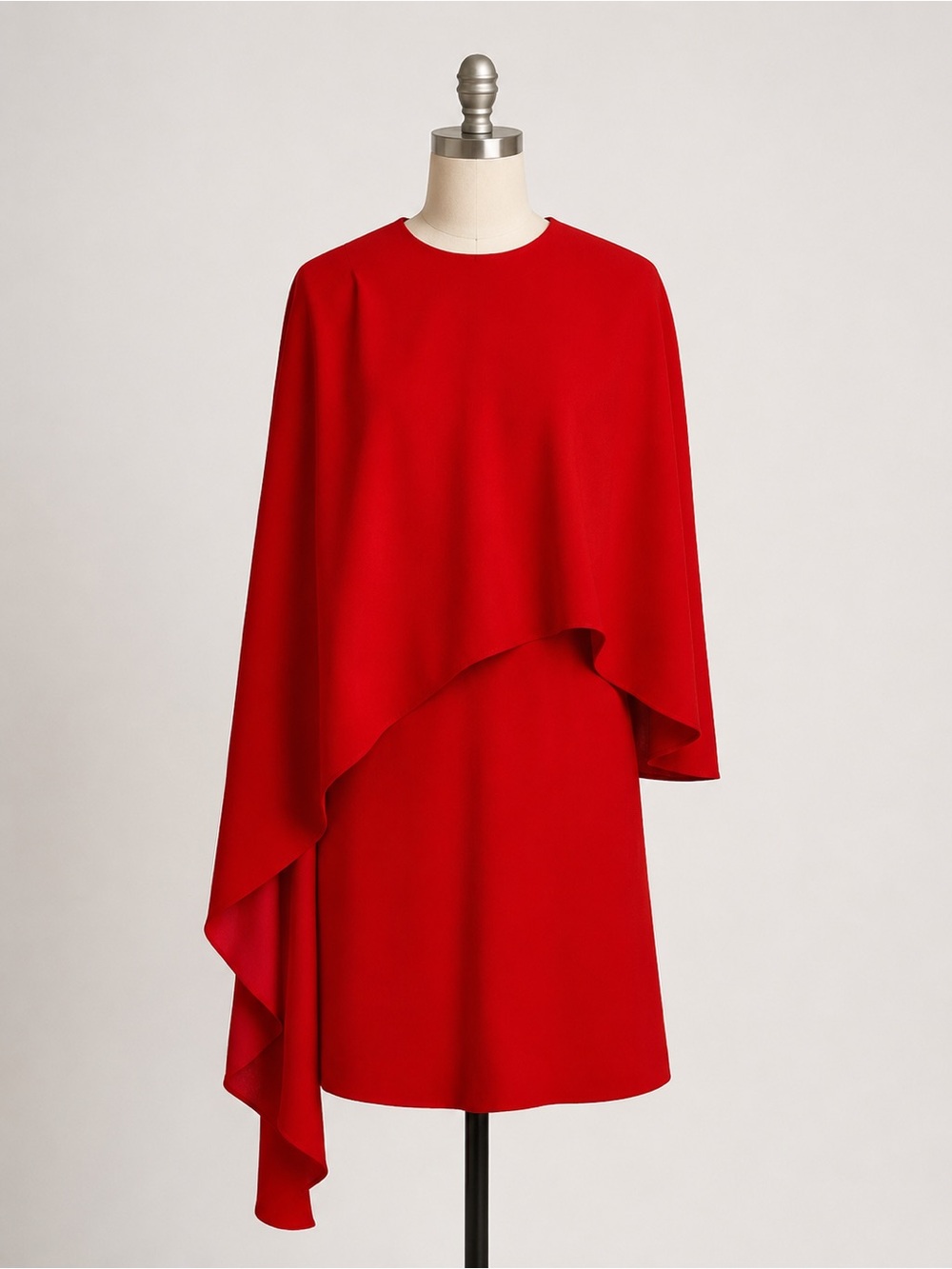 Halston Cape Sleeve Mini Dress Red Orange Cocktail Party Shift Dress Women Sz 4